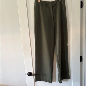 Olive Green Wide-Leg Brass Pants